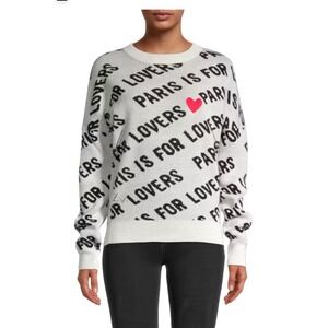 Zadig & Voltaire Paris Is For Lovers Sweater M Knit Red Heart White Black